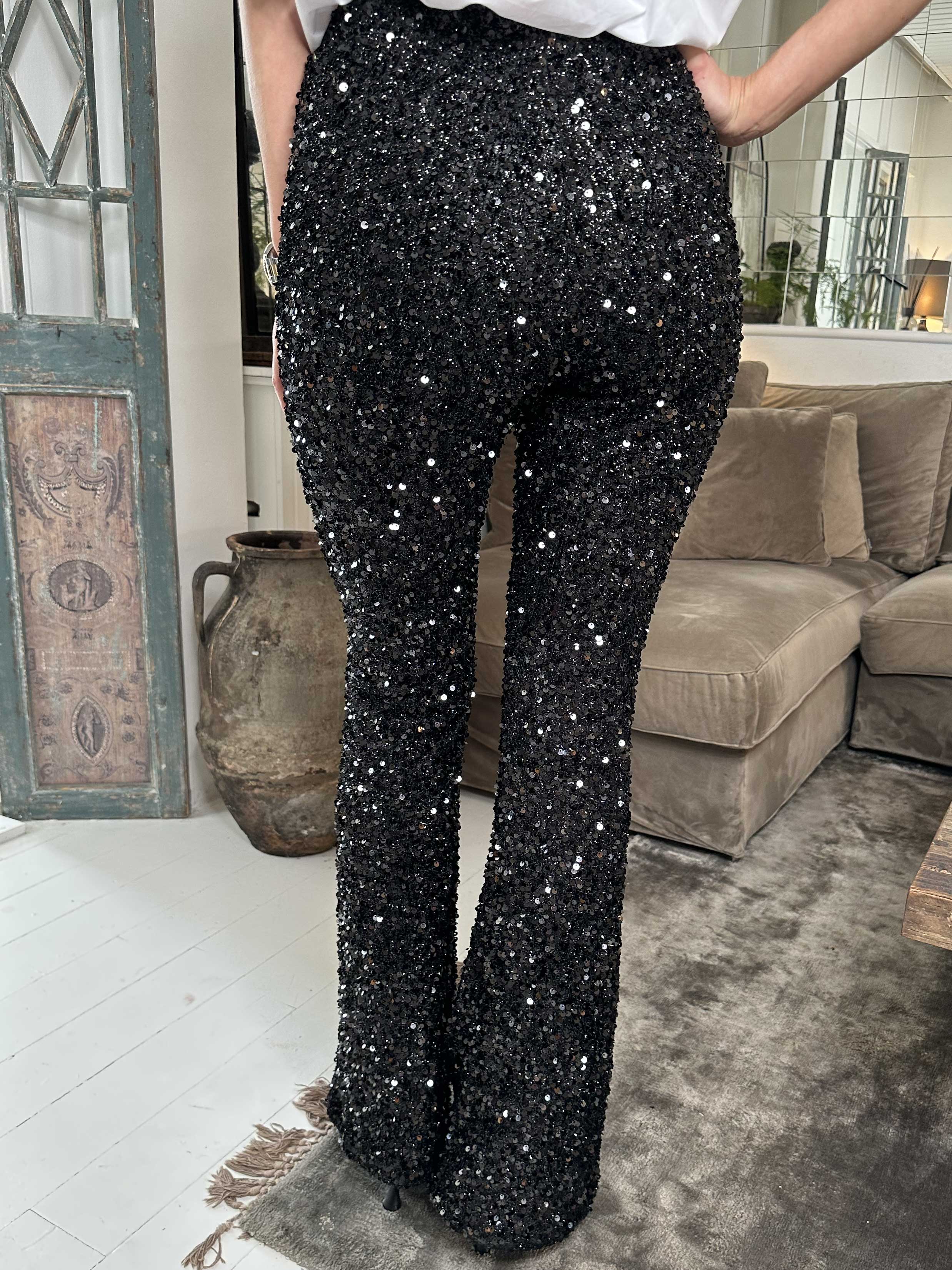 Lunara - Sorte bukser med pailletter